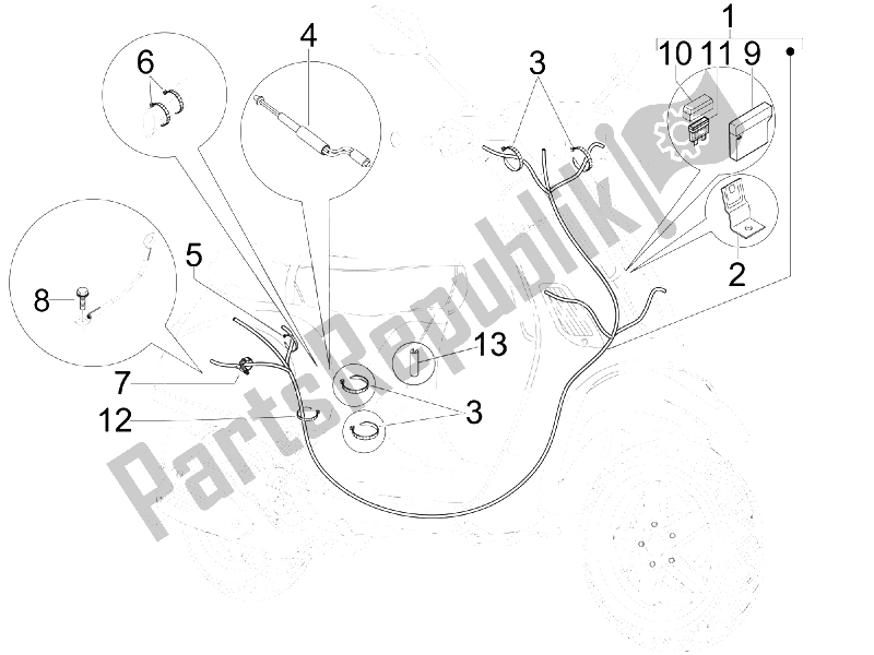 Toutes les pièces pour le Faisceau De Câbles Principal du Vespa S 50 4T 4V College 2008