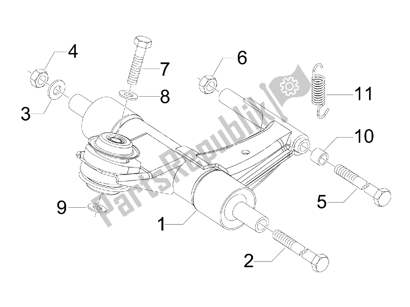 Toutes les pièces pour le Bras Oscillant du Vespa S 150 4T USA 2007