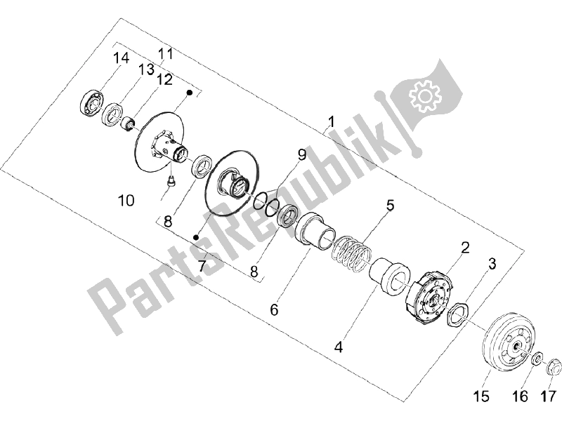 Tutte le parti per il Puleggia Condotta del Vespa S 150 4T Vietnam 2009