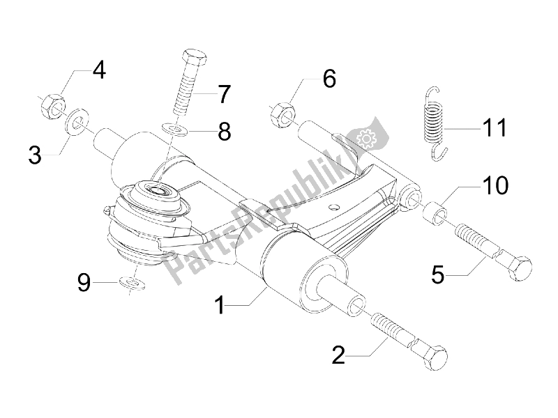 Toutes les pièces pour le Bras Oscillant du Vespa S 150 4T 2008