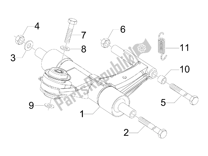 Toutes les pièces pour le Bras Oscillant du Vespa Sprint 50 4T 4V USA 2014