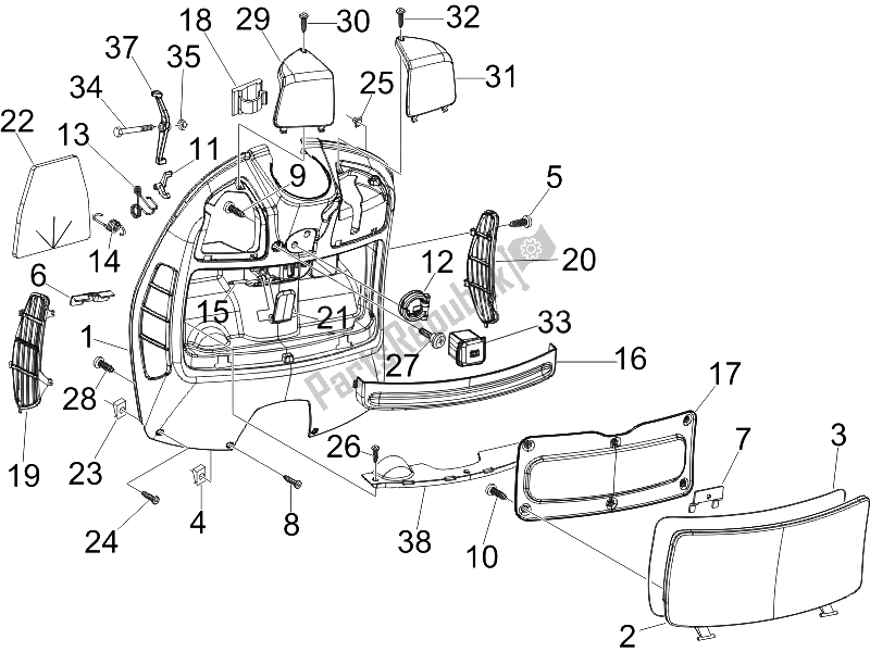 Todas las partes para Guantera Frontal - Panel De Rodilleras de Vespa GTV 250 IE 2006