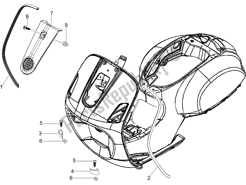 Todas las partes para Escudo Delantero de Vespa LXV 150 4T USA 2007