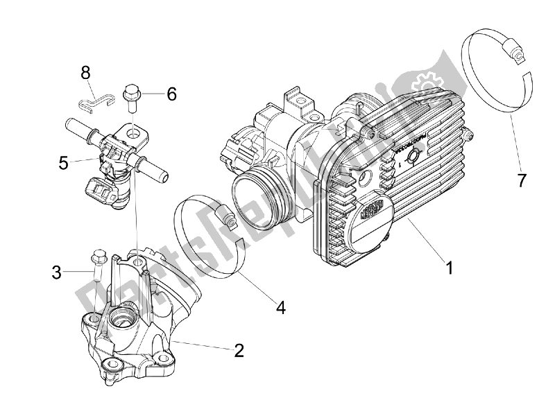 Toutes les pièces pour le Corps De Papillon - Injecteur - Tuyau Union du Vespa GTS 300 IE ABS China 2014