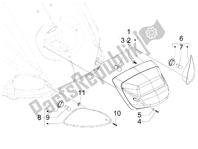 Todas las partes para Faros Traseros - Luces Intermitentes de Vespa S 50 2T College 2007