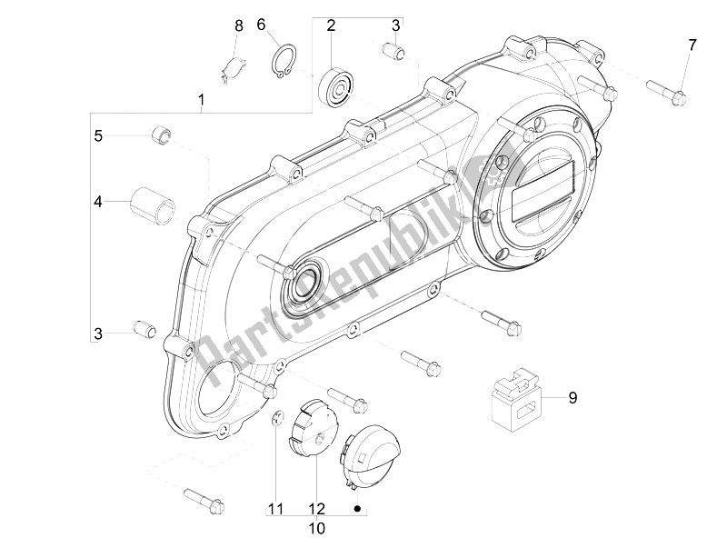 Todas las partes para Tapa Del Cárter - Enfriamiento Del Cárter de Vespa LX 50 2T E2 Touring 30 KMH 2010