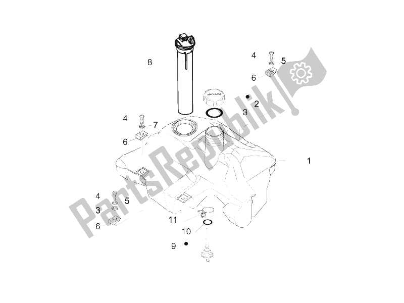 Toutes les pièces pour le Réservoir D'essence du Vespa LXV 150 4T USA 2009