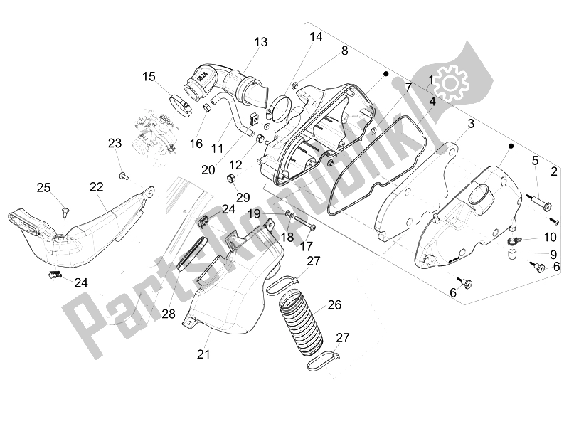 Toutes les pièces pour le Filtre à Air du Vespa 150 4T 3V IE Primavera USA 2014