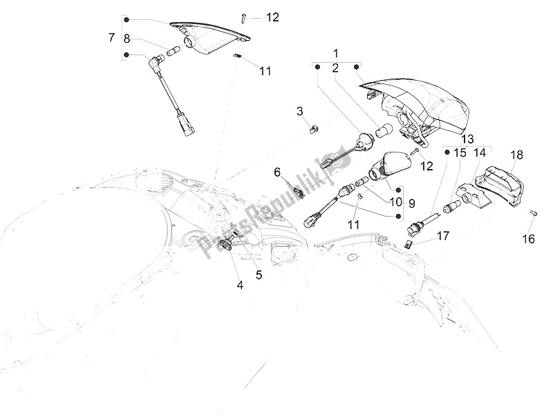 Tutte le parti per il Fanali Posteriori - Indicatori Di Direzione del Vespa Vespa Primavera 125 4T 3V Iget ABS EU 2016