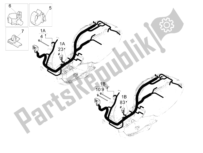 All parts for the Main Cable Harness of the Vespa Primavera 50 2T 2014