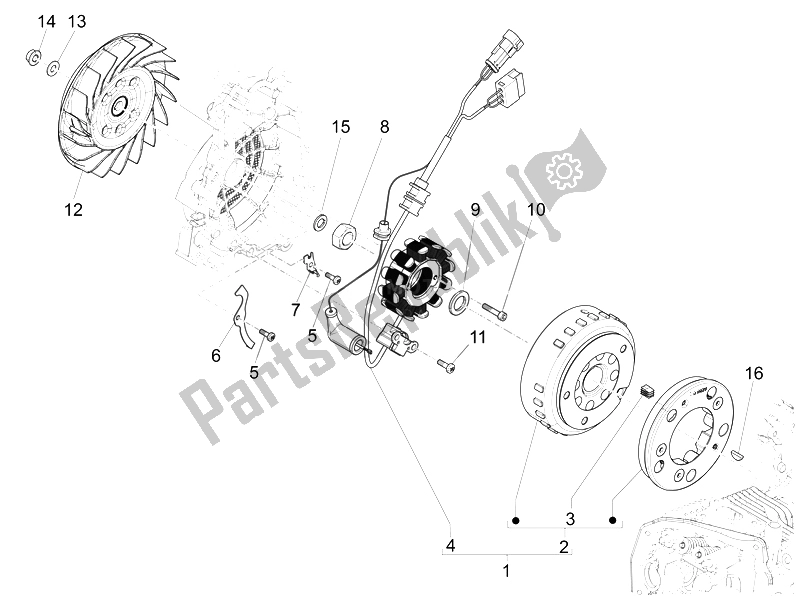 Tutte le parti per il Volano Magneto del Vespa 150 4T 3V IE Primavera Vietnam 2014