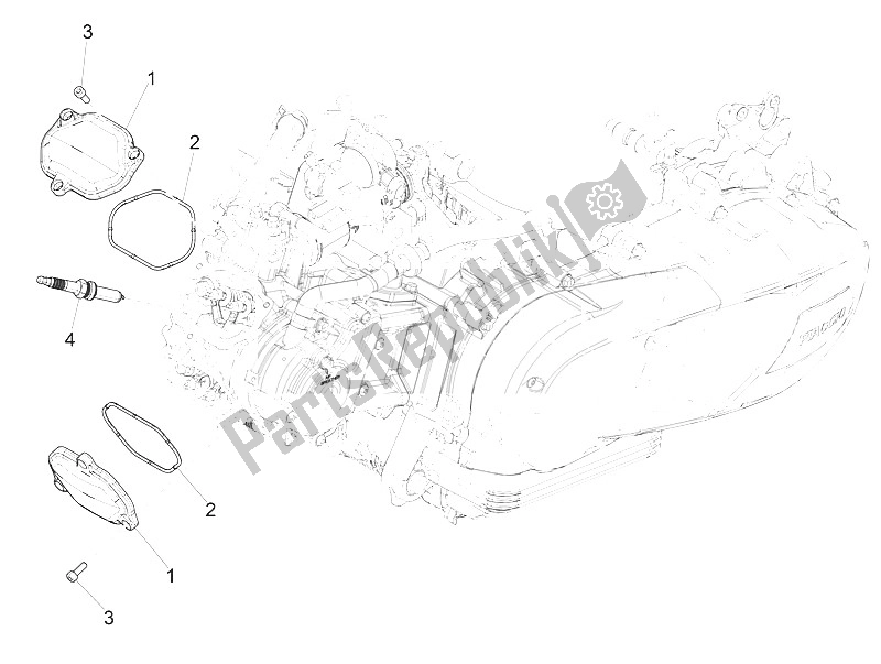 All parts for the Cylinder Head Cover of the Vespa Vespa GTS 125 4T E4 ABS EU 2016