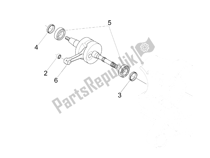 All parts for the Crankshaft of the Vespa LXV 50 2T 2006
