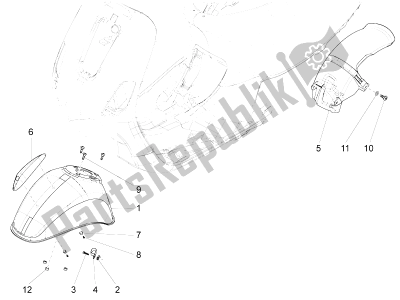 Todas las partes para Carcasa De La Rueda - Guardabarros de Vespa S 150 4T 3V IE Vietnam 2012