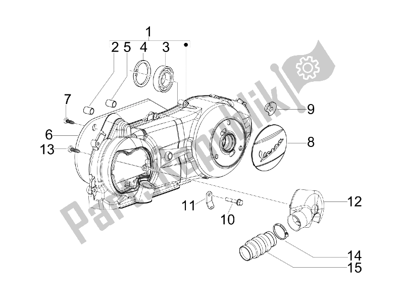 Toutes les pièces pour le Couvercle De Carter - Refroidissement Du Carter du Vespa S 150 4T 2V IE E3 College 2009