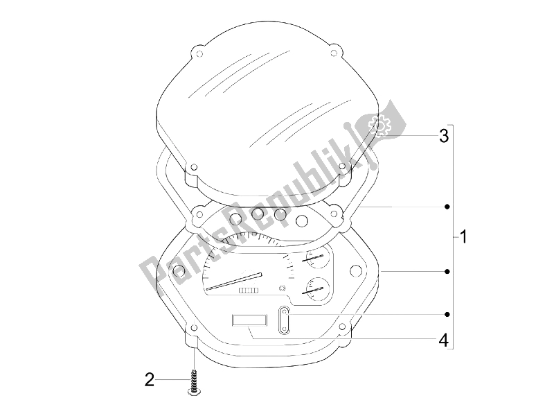 Todas las partes para Tablero Combinado De Medidor de Vespa GTS 300 IE USA 2009