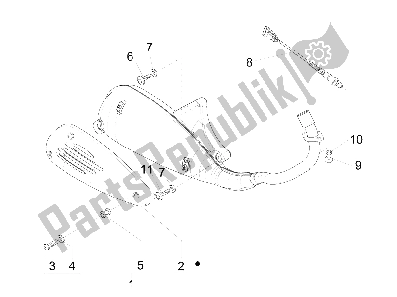 All parts for the Silencer of the Vespa LX 150 4T IE E3 Vietnam 2011