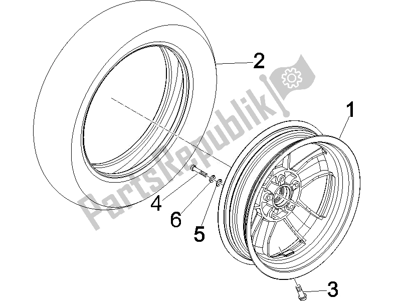 All parts for the Front Wheel of the Vespa GTS Super 150 IE 4T 3V 2014