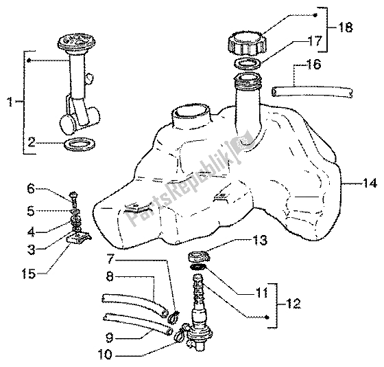 Tutte le parti per il Serbatoio Di Carburante del Vespa ET4 125 Leader 2000