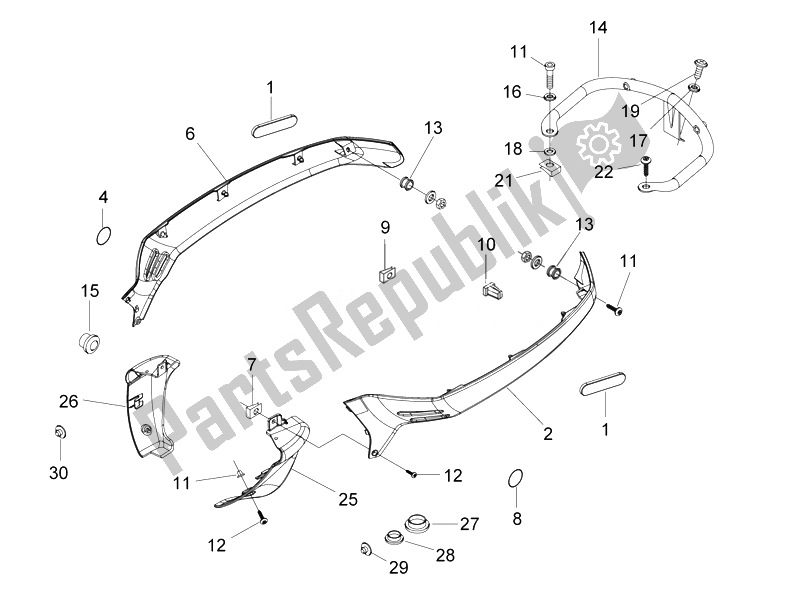 All parts for the Side Cover - Spoiler of the Vespa LX 50 4T 2V 25 KMH NL 2010