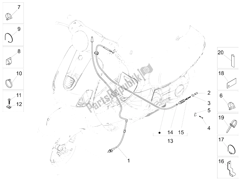 All parts for the Transmissions of the Vespa LX 125 4T 3V IE 2012
