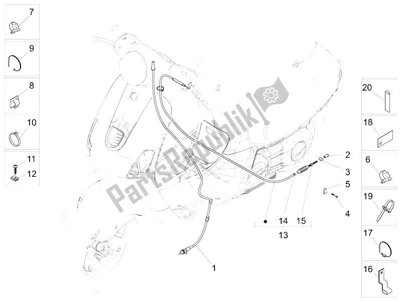 All parts for the Transmissions of the Vespa LX 125 4T 3V IE 2012