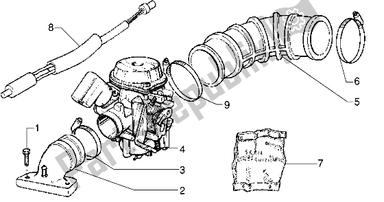 Toutes les pièces pour le Carburateur du Vespa 50 4T 1998