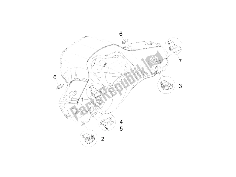 All parts for the Selectors - Switches - Buttons of the Vespa S 150 4T 2V E3 Taiwan 2011