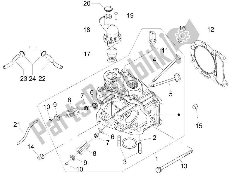 Toutes les pièces pour le Unité De Tête - Valve du Vespa Granturismo 200 L UK 2005