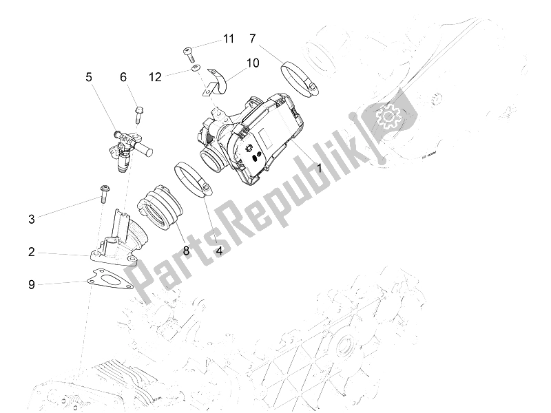 Toutes les pièces pour le Corps De Papillon - Injecteur - Tuyau Union du Vespa S 125 4T 3V IE 2012