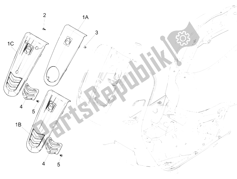 Todas las partes para Escudo Delantero de Vespa GTS 300 IE 2012