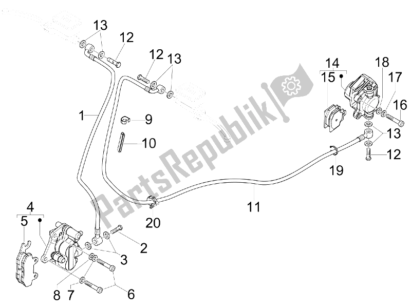 Toutes les pièces pour le Tuyaux De Freins - étriers du Vespa GTS 250 IE Super USA 2008