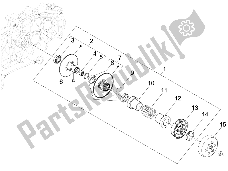 Tutte le parti per il Puleggia Condotta del Vespa LX 50 4T 2V 25 KMH NL 2010