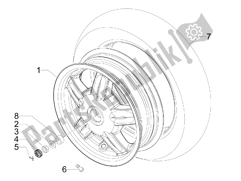 Toutes les pièces pour le Roue Arrière du Vespa S 150 4T 2008