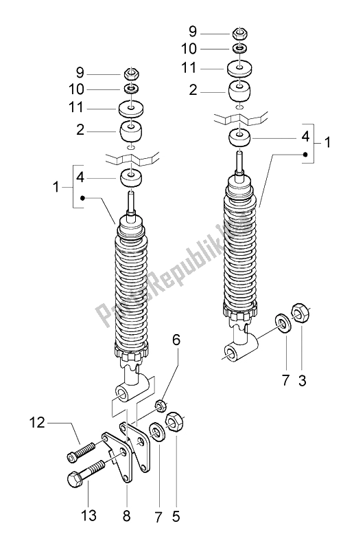 Tutte le parti per il Ammortizzatori Posteriori del Vespa Granturismo 125 L 2003
