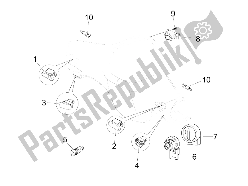 Toutes les pièces pour le Sélecteurs - Interrupteurs - Boutons du Vespa Granturismo 125 L E3 2006