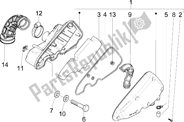 Alle onderdelen voor de Luchtfilter van de Vespa LX 150 4T IE E3 2009