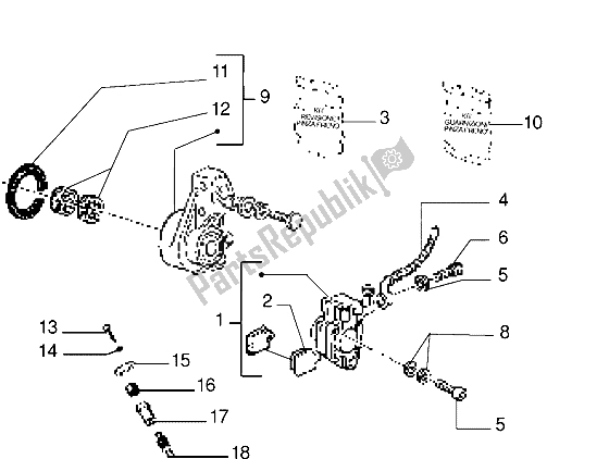 All parts for the Caliper of the Vespa PX 125 E 1992