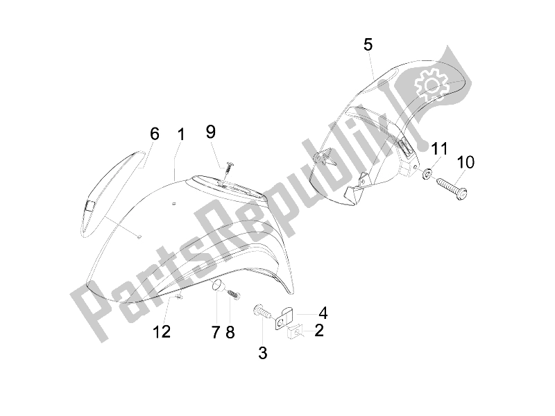 All parts for the Wheel Huosing - Mudguard of the Vespa LX 50 4T 4V Touring 2010