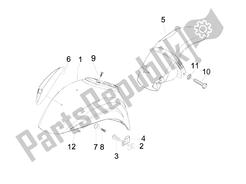 All parts for the Wheel Huosing - Mudguard of the Vespa LX 50 4T 4V Touring 2010