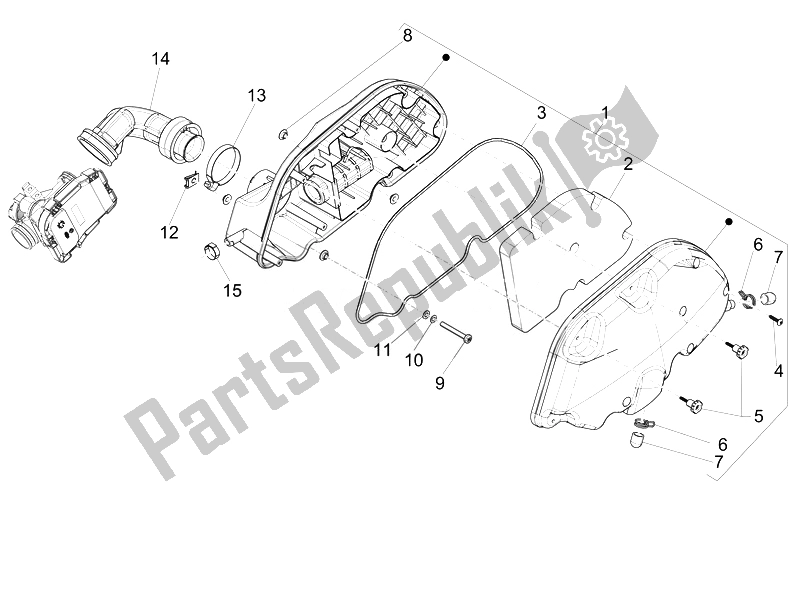 All parts for the Air Filter of the Vespa Vespa GTS Super 150 IE 4T 3V Asia 2014