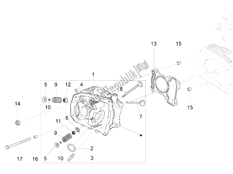 Toutes les pièces pour le Unité De Tête - Valve du Vespa 150 Sprint 4T 3V IE China 2015