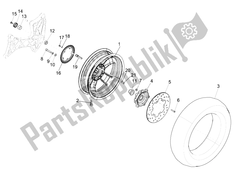 Toutes les pièces pour le Roue Arrière du Vespa GTS 300 IE ABS Super China 2014