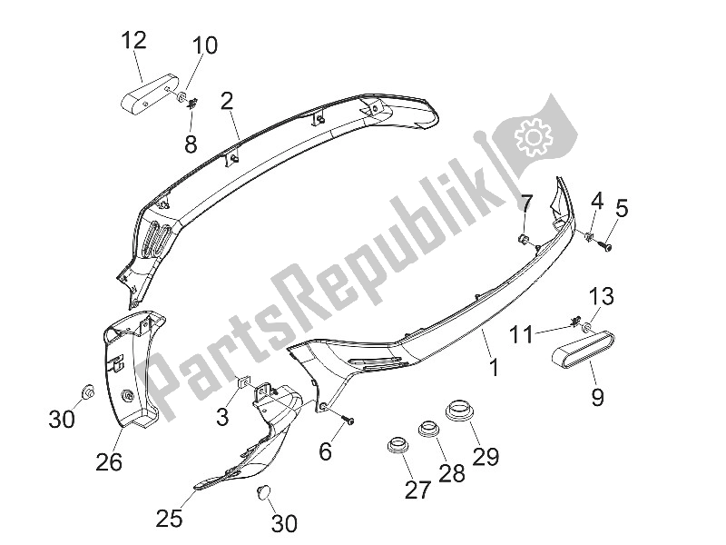 All parts for the Side Cover - Spoiler of the Vespa LXV 50 2T CH 2006