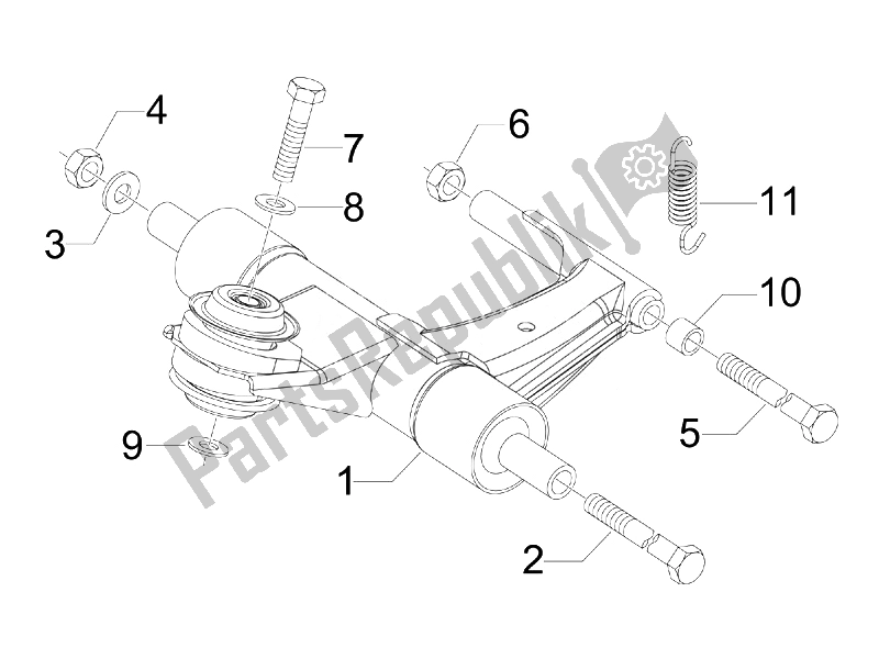 Toutes les pièces pour le Bras Oscillant du Vespa Vespa Primavera 50 4T 4V USA Canada 2014