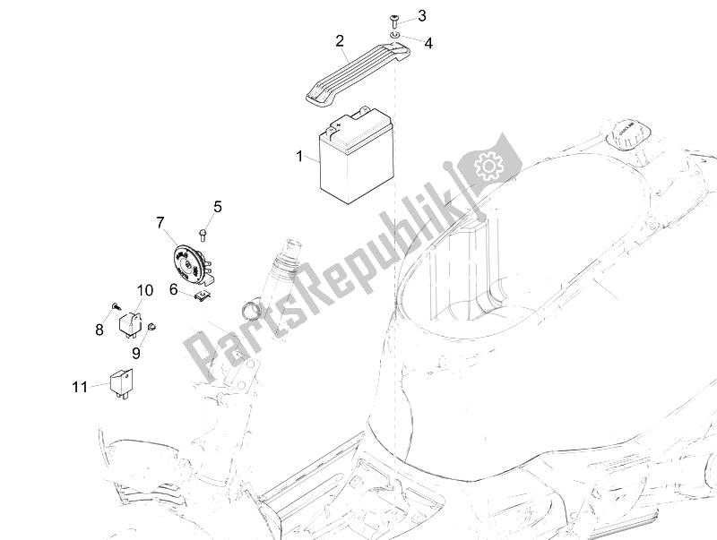 Todas las partes para Interruptores De Control Remoto - Batería - Bocina de Vespa GTS 300 IE ABS USA 2014