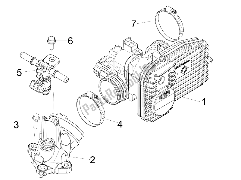 All parts for the Throttle Body - Injector - Union Pipe of the Vespa S 150 4T 2V E3 Taiwan 2011