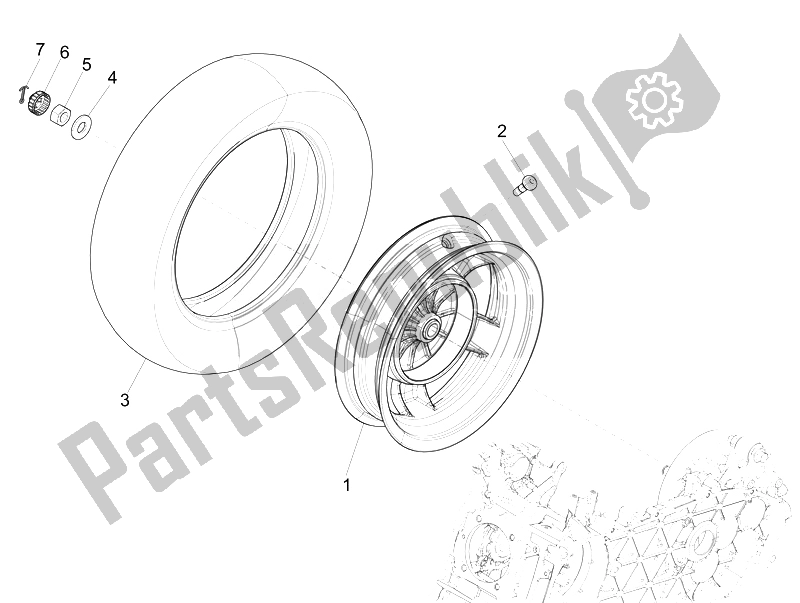 All parts for the Rear Wheel of the Vespa Vespa Primavera 50 4T 2V 25 KMH EU 2014