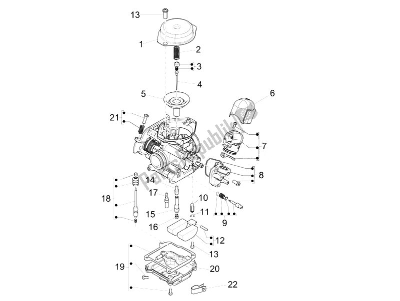 Toutes les pièces pour le Composants Du Carburateur du Vespa Vespa Primavera 50 4T 4V USA Canada 2014