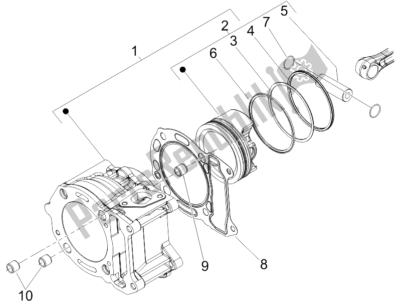 Tutte le parti per il Unità Perno Cilindro Pistone-polso del Vespa GTV 125 4T E3 UK 2006